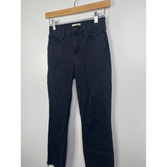 L'agence Sada Straight Leg High Rise Raw Hem Jeans Women's Black Size: 23 NWOT - Picture 3 of 9